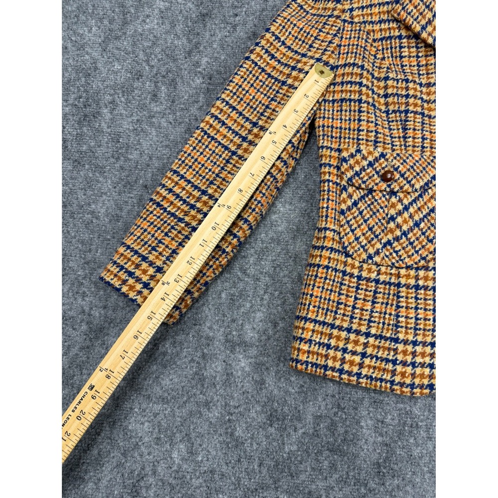 Vintage Pendleton Wool Blazer Jacket Womens 10 Brown Blue Plaid Houndstooth - Picture 5 of 6